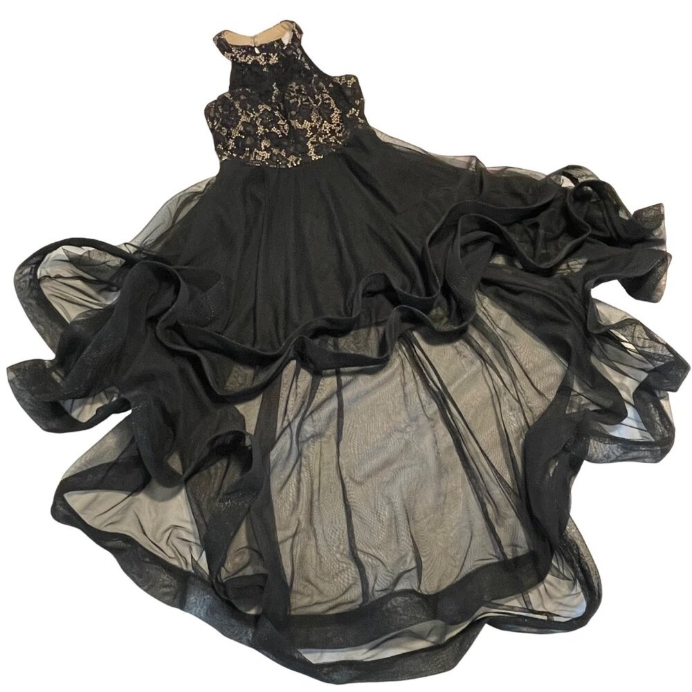 Speechless Black Lace & Mesh High-Low Dress Size 1 - Picture 4 of 16